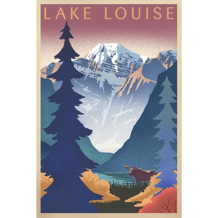 Lake Louise, Canada, Mountain Scene, Lithograph, Lantern Press Artwork, Stretched Canvas Canvas Lantern Press 