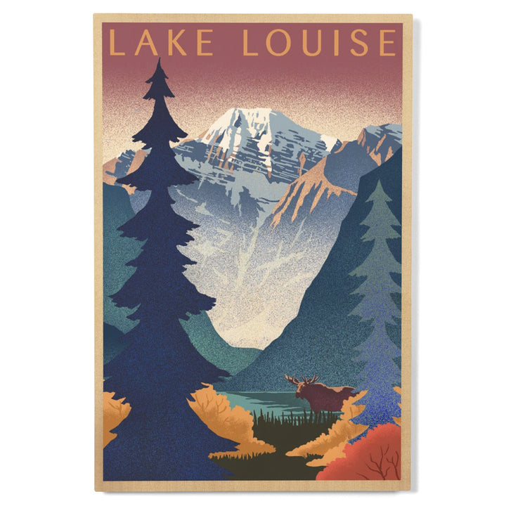 Lake Louise, Canada, Mountain Scene, Lithograph, Lantern Press Artwork, Wood Signs and Postcards Wood Lantern Press 