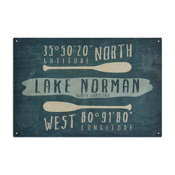 Lake Norman, North Carolina, Lake Essentials, Latitude & Longitude, Lantern Press Artwork, Wood Signs and Postcards Wood Lantern Press 10 x 15 Wood Sign 