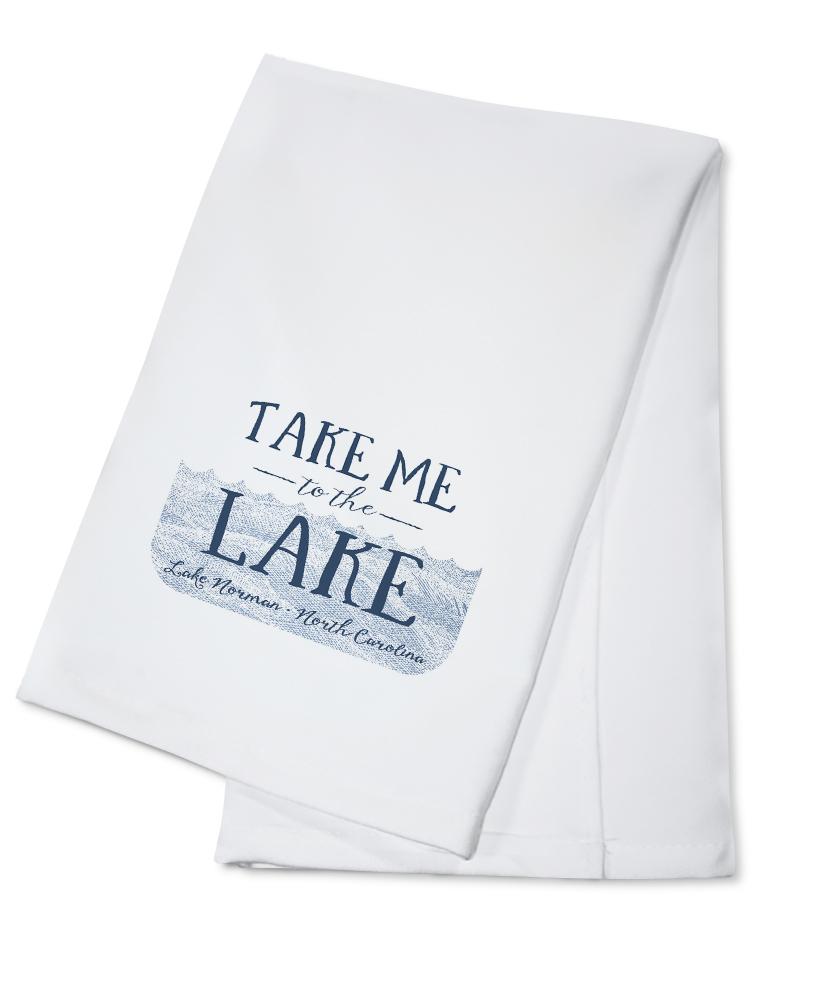 Lake Norman, North Carolina, Take Me to the Lake, Waves Background, Contour, Lantern Press Artwork, Towels and Aprons Kitchen Lantern Press Cotton Towel 