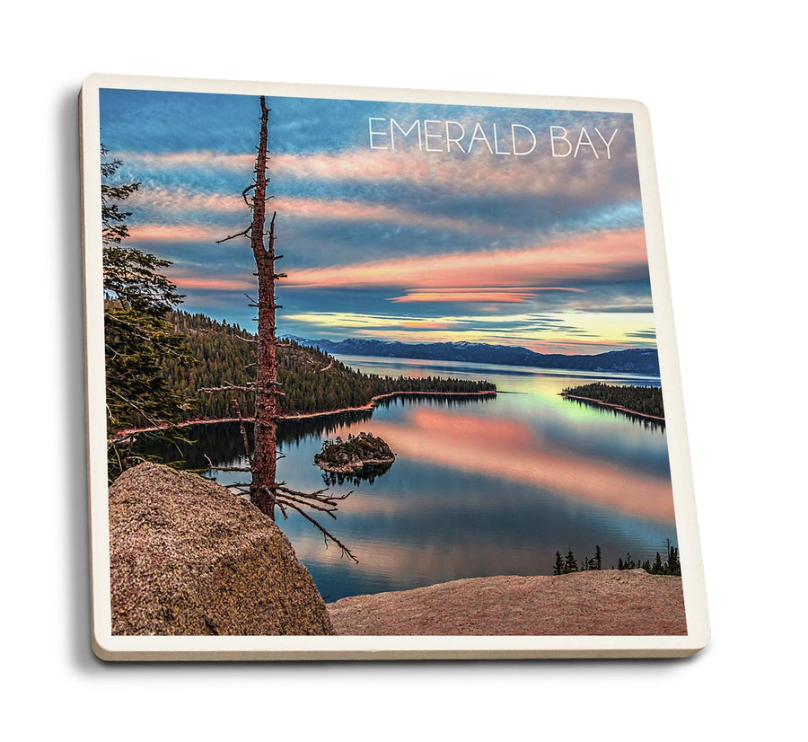 Lake Tahoe, California, Emerald Bay, Lake & Mirrored Sky, Lantern Press Photography, Coaster Set Coasters Lantern Press 