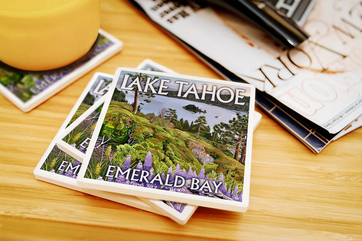 Lake Tahoe, California, Emerald Bay, Lantern Press Artwork, Coaster Set Coasters Lantern Press 