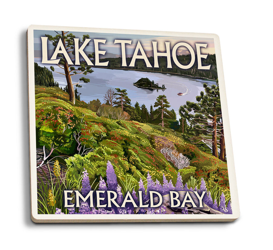 Lake Tahoe, California, Emerald Bay, Lantern Press Artwork, Coaster Set Coasters Lantern Press 
