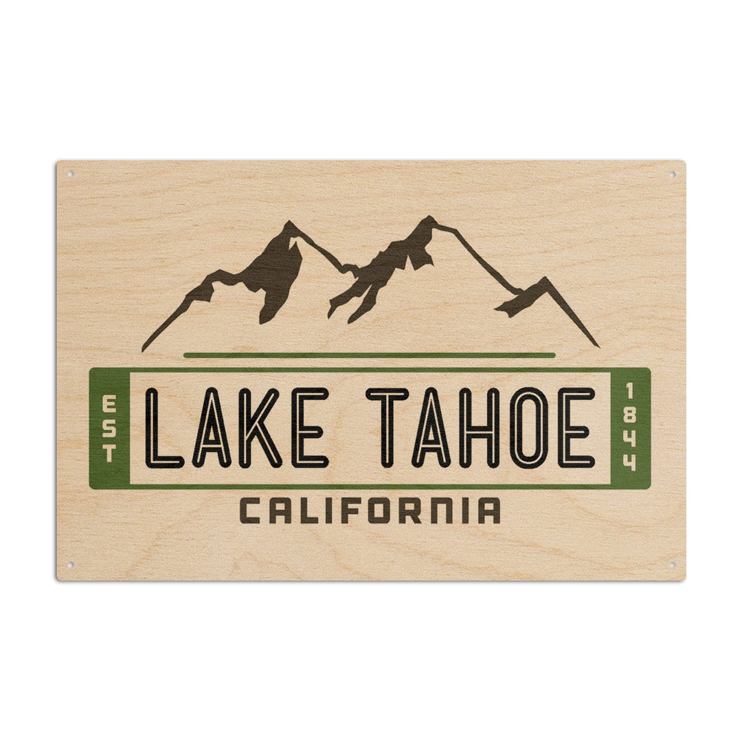 Lake Tahoe, California, Mountain, Contour, Vector, Lantern Press Artwork, Wood Signs and Postcards Wood Lantern Press 10 x 15 Wood Sign 