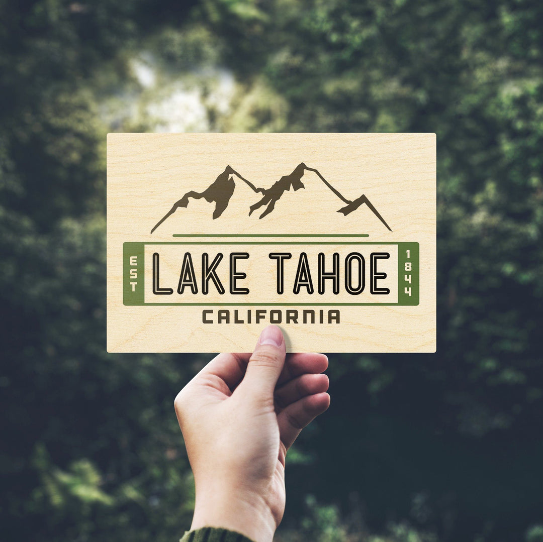 Lake Tahoe, California, Mountain, Contour, Vector, Lantern Press Artwork, Wood Signs and Postcards Wood Lantern Press 