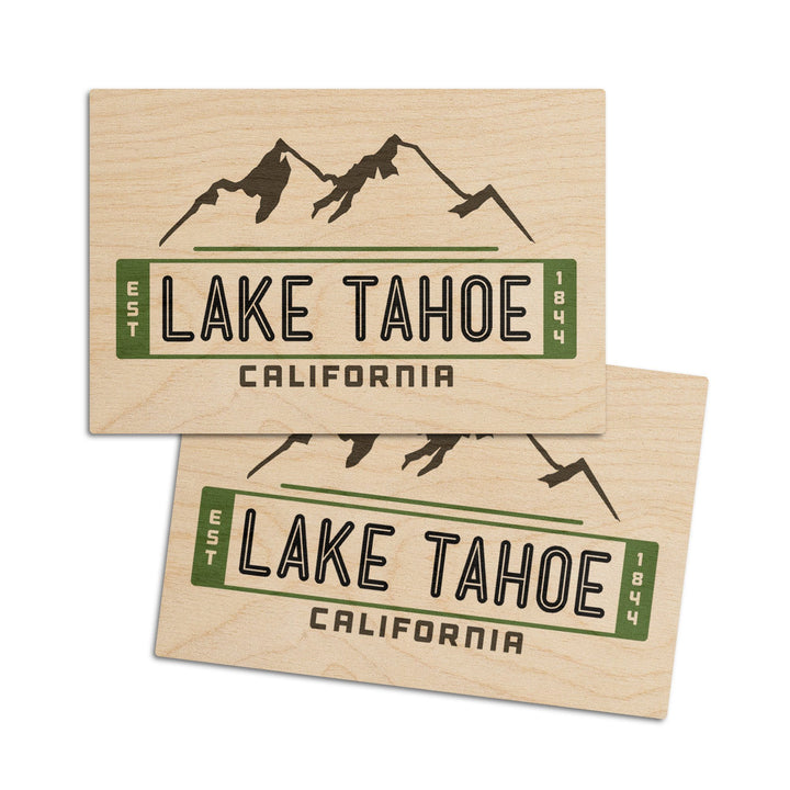 Lake Tahoe, California, Mountain, Contour, Vector, Lantern Press Artwork, Wood Signs and Postcards Wood Lantern Press 4x6 Wood Postcard Set 