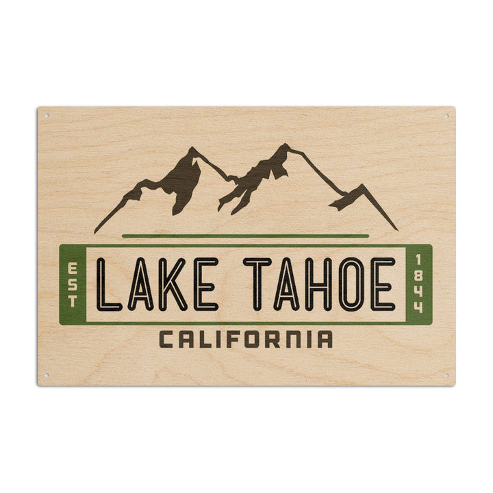 Lake Tahoe, California, Mountain, Contour, Vector, Lantern Press Artwork, Wood Signs and Postcards Wood Lantern Press 6x9 Wood Sign 