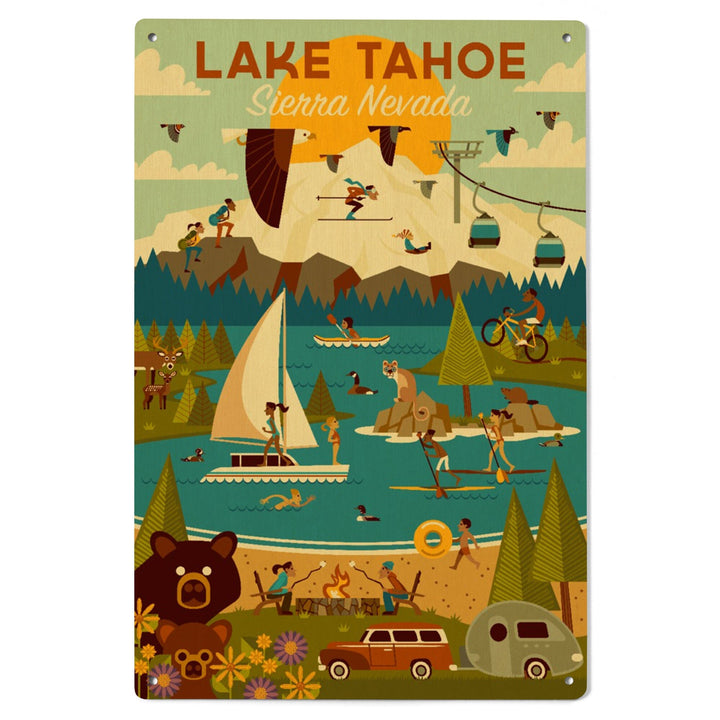 Lake Tahoe, California, Sierra Nevada, Geometric, Lantern Press Artwork, Wood Signs and Postcards - Lantern Press