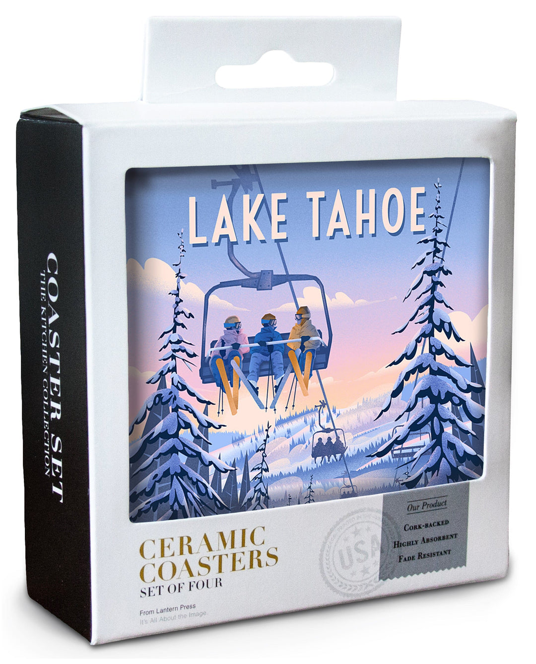 Lake Tahoe, Chill on the Uphill, Ski Lift Coasters Lantern Press 