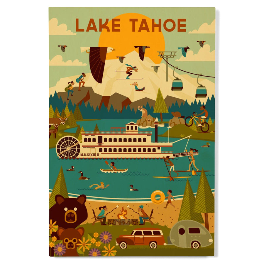 Lake Tahoe, Geometric Collection, Wood Signs and Postcards Wood Lantern Press 