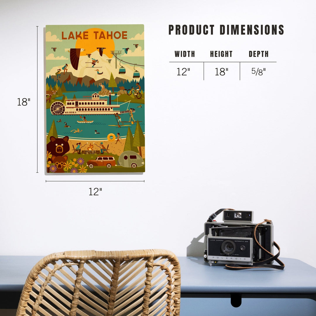Lake Tahoe, Geometric Collection, Wood Signs and Postcards Wood Lantern Press 