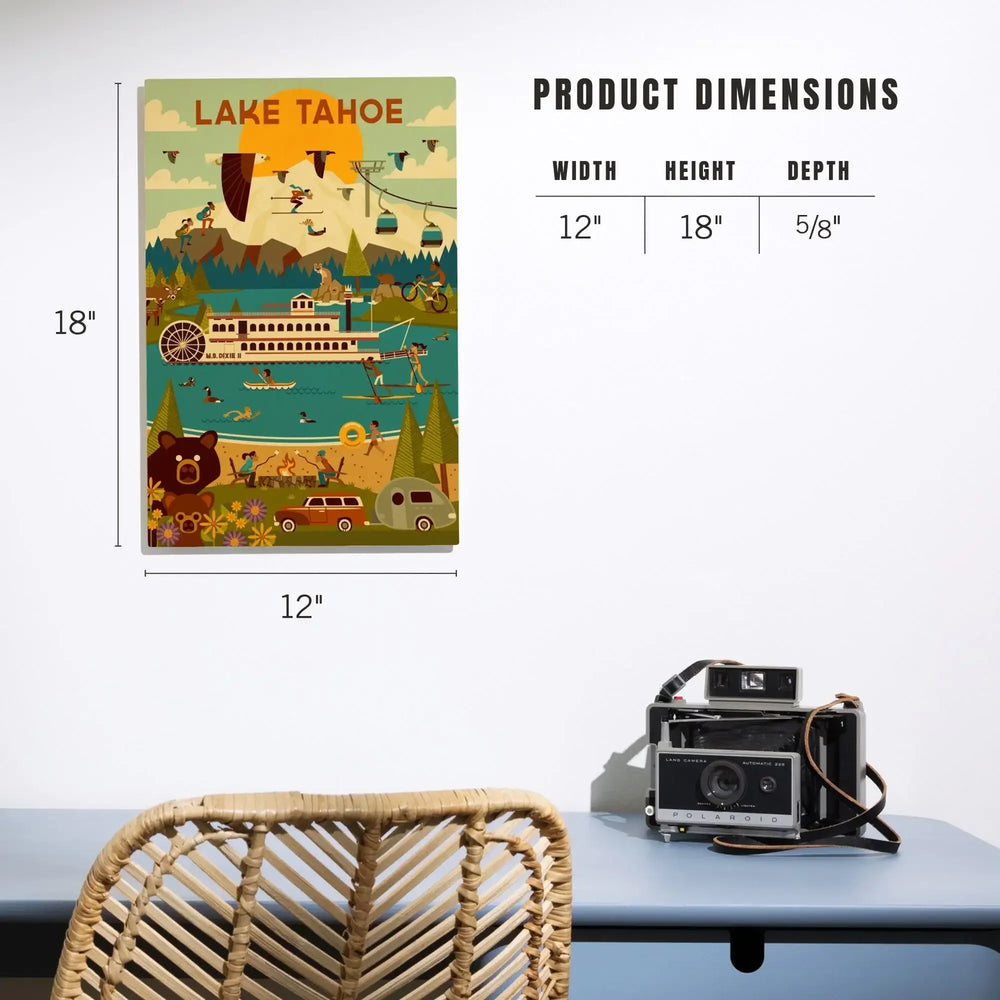 Lake Tahoe, Geometric Collection, Wood Signs and Postcards - Lantern Press