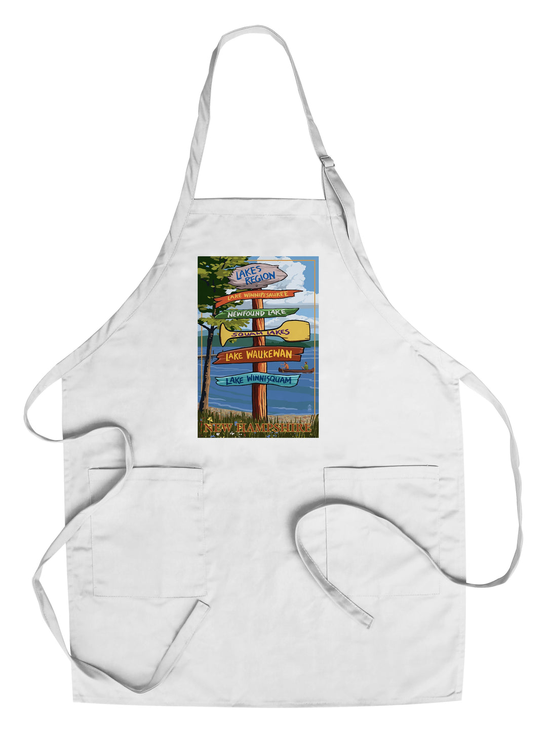 Lakes Region, New Hampshire, Destinations Sign, Lantern Press Artwork, Towels and Aprons Kitchen Lantern Press Chef's Apron 