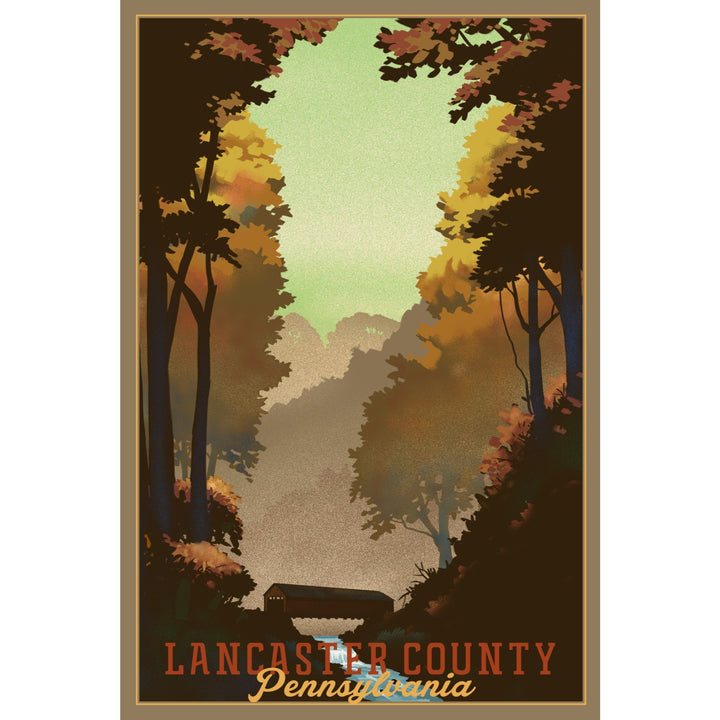 Lancaster County, Pennsylvania, Covered Bridge, Litho, Lantern Press Artwork, Stretched Canvas Canvas Lantern Press 
