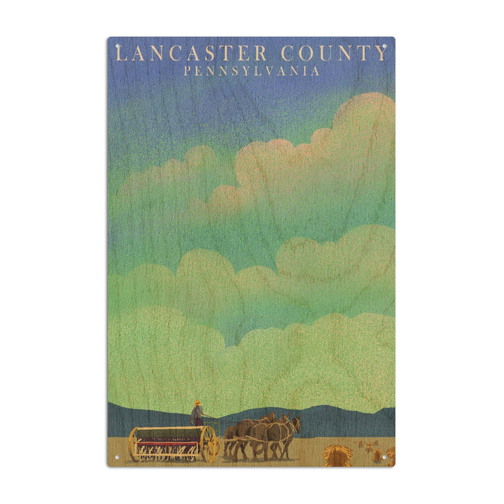 Lancaster County, Pennsylvania, Tractor in Field, Litho, Lantern Press Artwork, Wood Signs and Postcards Wood Lantern Press 10 x 15 Wood Sign 
