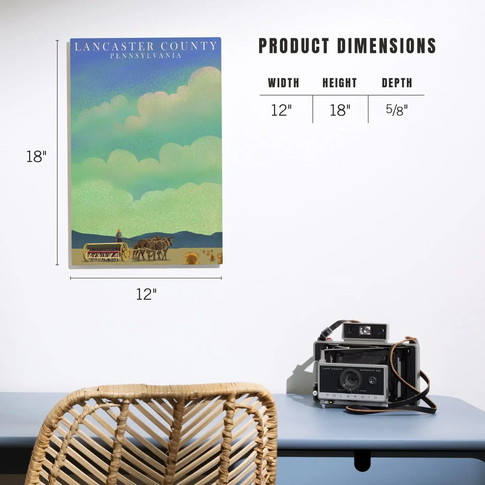 Lancaster County, Pennsylvania, Tractor in Field, Litho, Lantern Press Artwork, Wood Signs and Postcards - Lantern Press