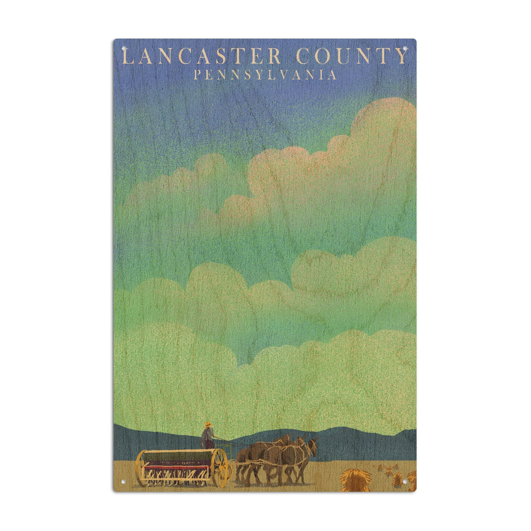 Lancaster County, Pennsylvania, Tractor in Field, Litho, Lantern Press Artwork, Wood Signs and Postcards Wood Lantern Press 6x9 Wood Sign 