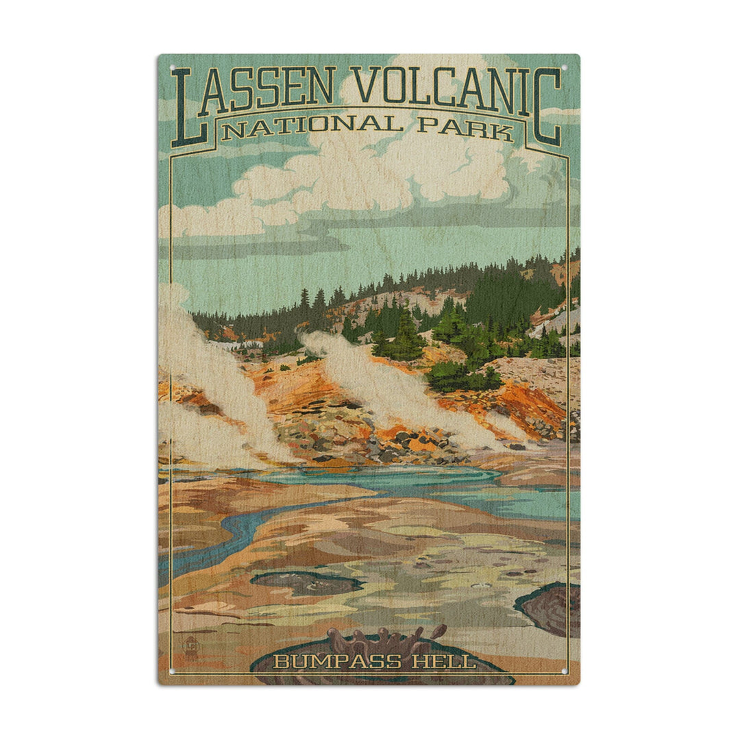 Lassen Volcanic National Park, California, Bumpass Hell Scene, Lantern Press Artwork, Wood Signs and Postcards Wood Lantern Press 10 x 15 Wood Sign 