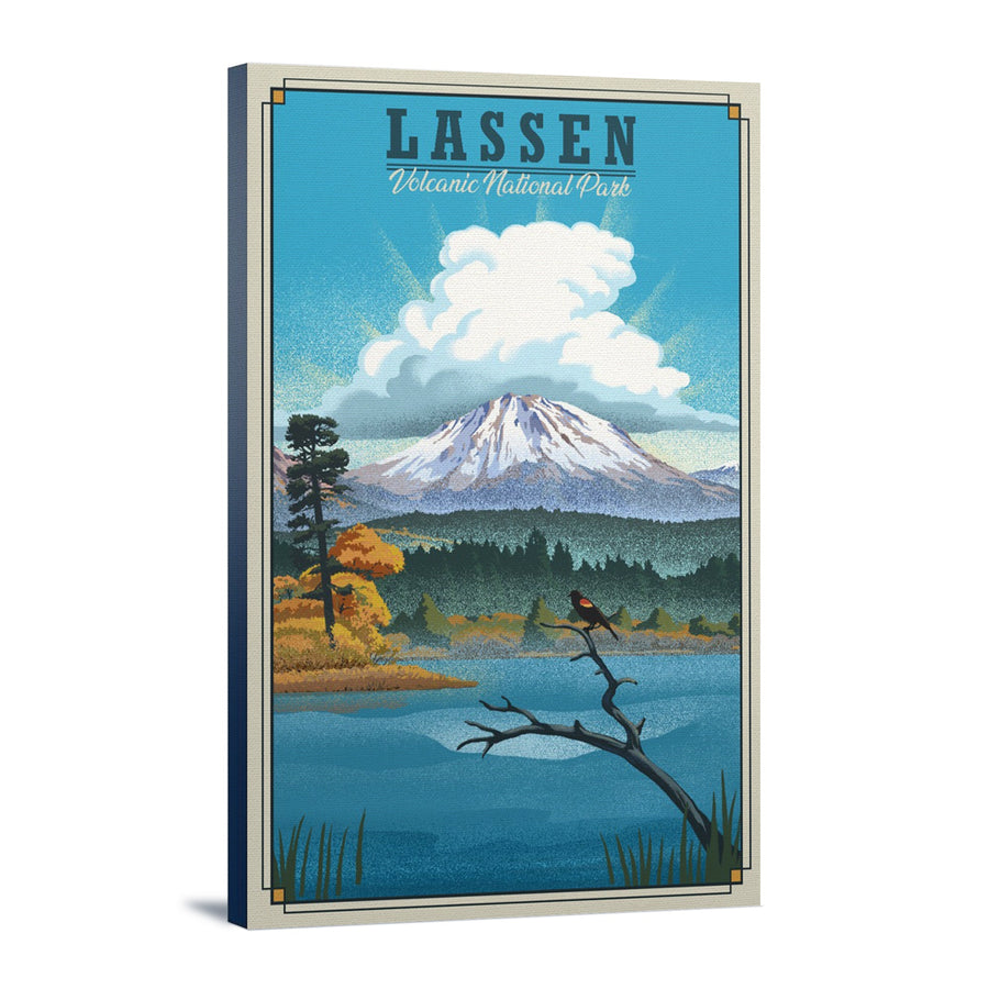 Lassen Volcanic National Park, California, Lithograph National Park Series, Lantern Press Artwork, Stretched Canvas Canvas Lantern Press 