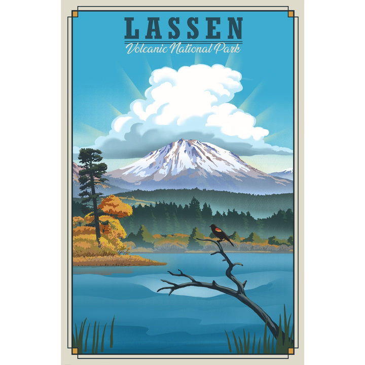 Lassen Volcanic National Park, California, Lithograph National Park Series, Lantern Press Artwork, Towels and Aprons Kitchen Lantern Press 