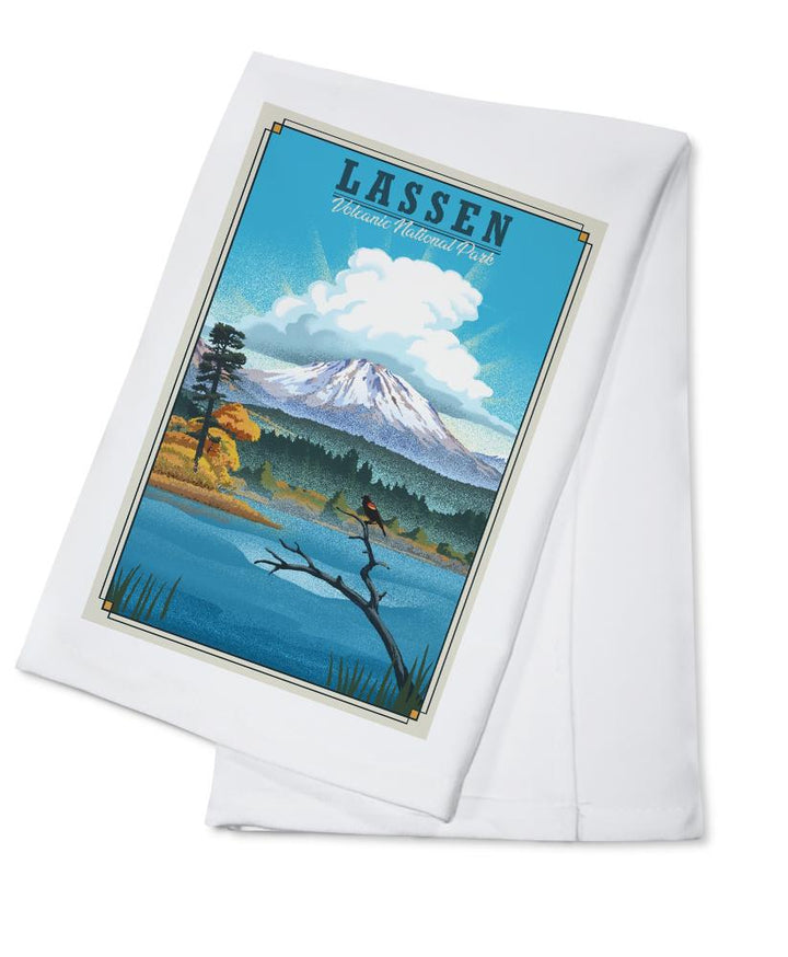 Lassen Volcanic National Park, California, Lithograph National Park Series, Lantern Press Artwork, Towels and Aprons Kitchen Lantern Press Cotton Towel 