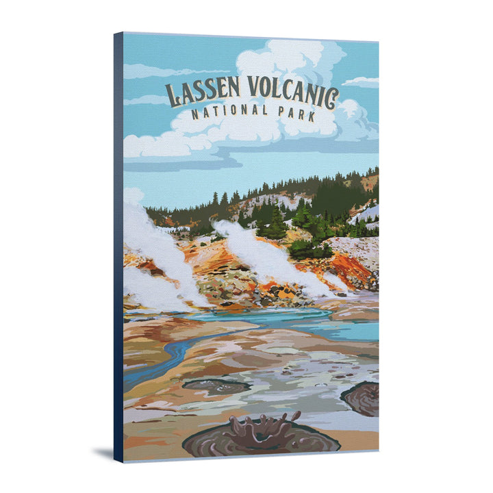 Lassen Volcanic National Park, California, Painterly National Park Series, Stretched Canvas Canvas Lantern Press 12x18 Stretched Canvas 