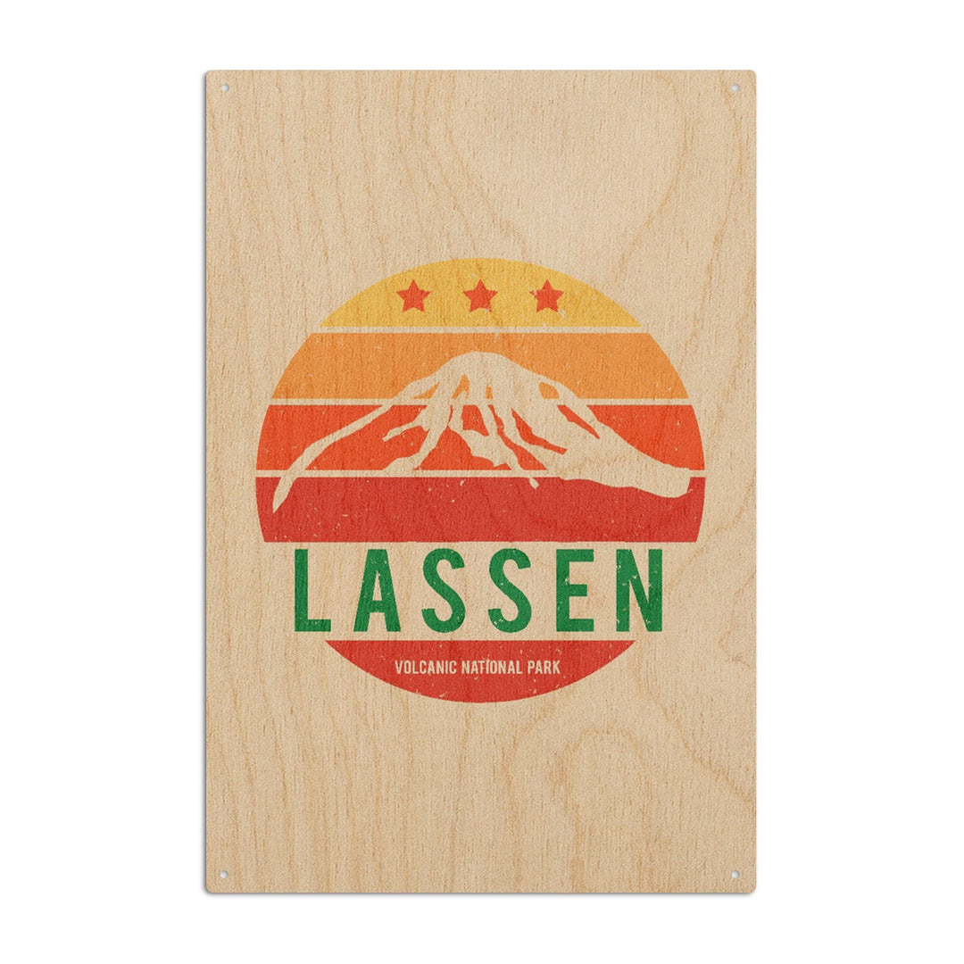 Lassen Volcanic National Park, California, Sun & Mountain, Contour, Lantern Press Artwork, Wood Signs and Postcards Wood Lantern Press 10 x 15 Wood Sign 