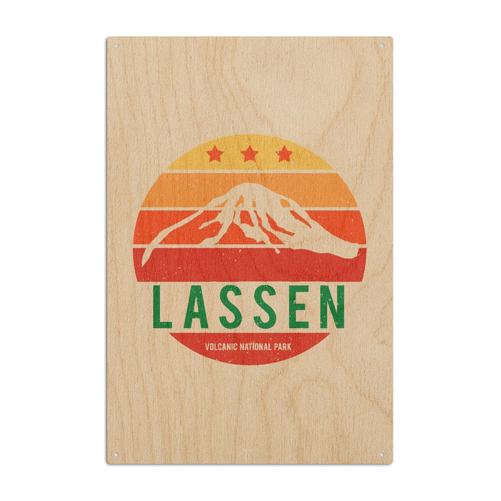 Lassen Volcanic National Park, California, Sun & Mountain, Contour, Lantern Press Artwork, Wood Signs and Postcards Wood Lantern Press 6x9 Wood Sign 