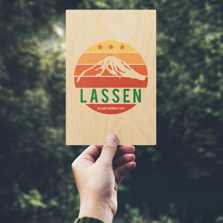 Lassen Volcanic National Park, California, Sun & Mountain, Contour, Lantern Press Artwork, Wood Signs and Postcards Wood Lantern Press 