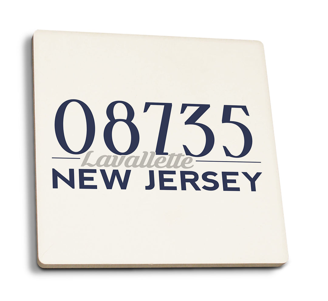 Lavallette, New Jersey, 08735 Zip Code (Blue), Coaster Set Coasters Lantern Press 