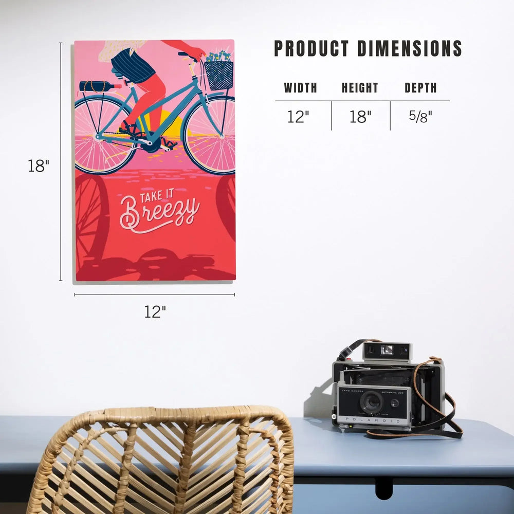 Life's A Ride Collection, Bicycling on the Beach, Take it Breezy, Wood Signs and Postcards - Lantern Press