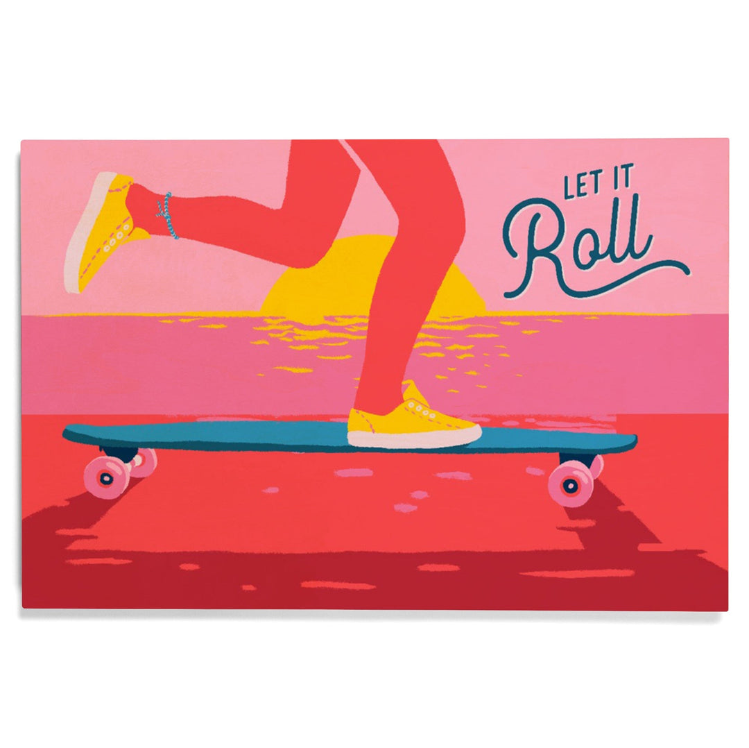 Life's A Ride Collection, Skateboarding, Let it Roll, Wood Signs and Postcards Wood Lantern Press 