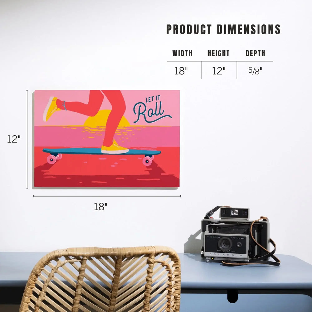 Life's A Ride Collection, Skateboarding, Let it Roll, Wood Signs and Postcards - Lantern Press