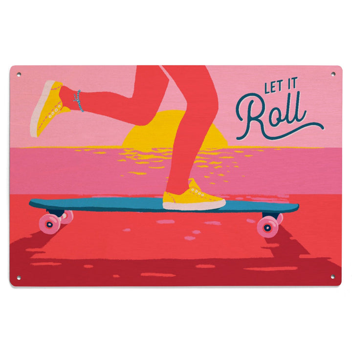Life's A Ride Collection, Skateboarding, Let it Roll, Wood Signs and Postcards Wood Lantern Press 