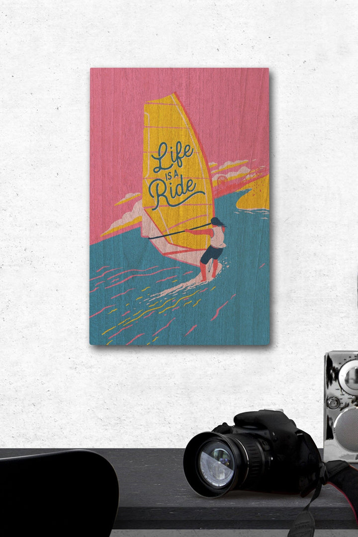 Life's A Ride Collection, Windsurfing, Life is a Ride, Wood Signs and Postcards Wood Lantern Press 12 x 18 Wood Gallery Print 