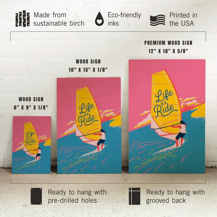 Life's A Ride Collection, Windsurfing, Life is a Ride, Wood Signs and Postcards Wood Lantern Press 