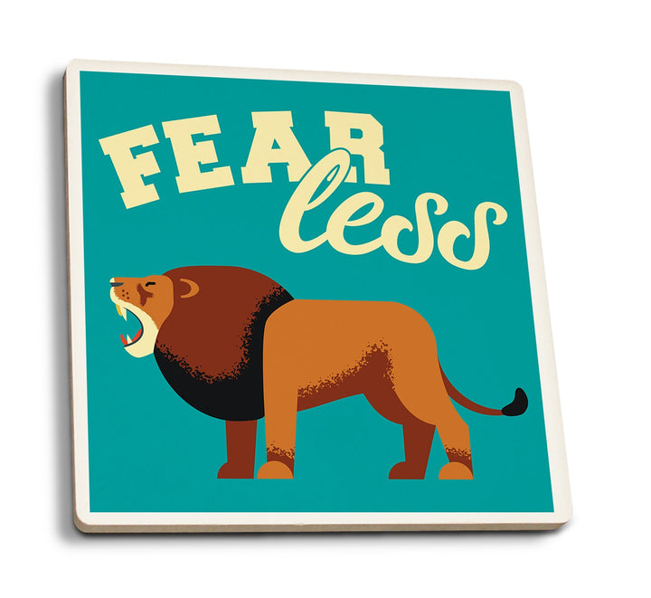 Lion, Geometric, Fearless, Lantern Press Artwork, Coaster Set Coasters Lantern Press 
