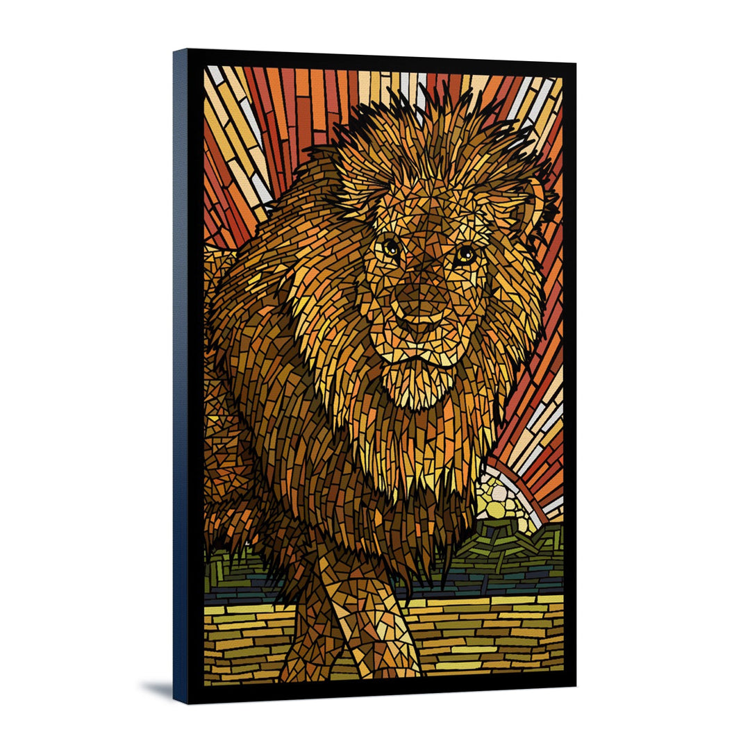 Lion, Mosaic, Lantern Press Artwork, Stretched Canvas Canvas Lantern Press 12x18 Stretched Canvas 
