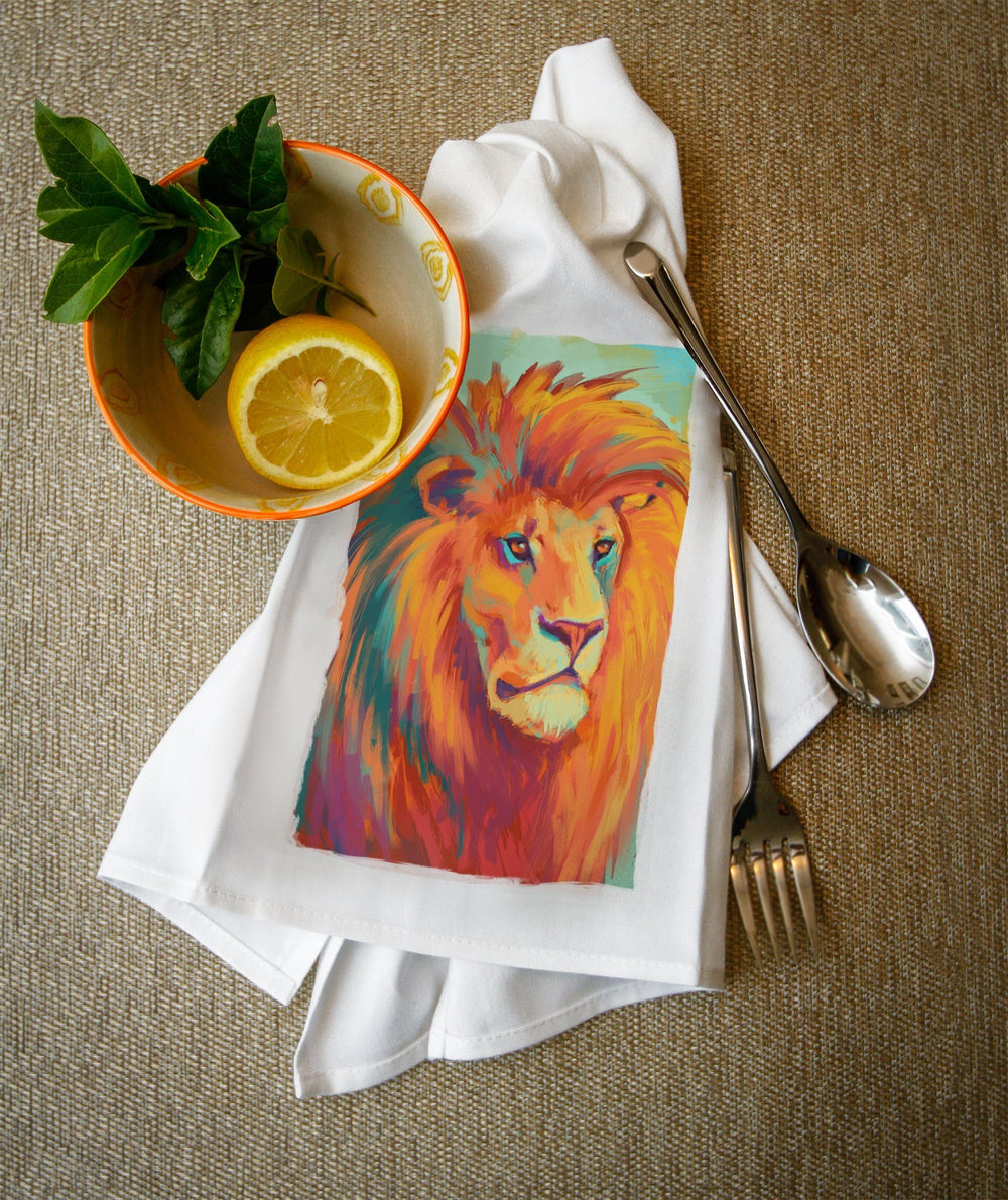 Lion, Vivid, Lantern Press Artwork, Towels and Aprons Kitchen Lantern Press 