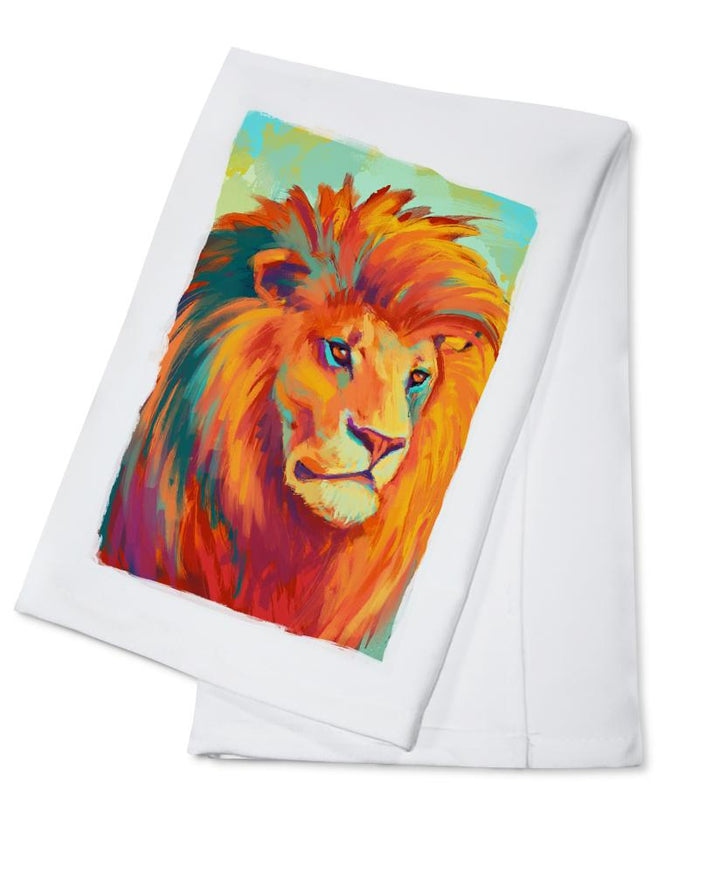 Lion, Vivid, Lantern Press Artwork, Towels and Aprons Kitchen Lantern Press Cotton Towel 