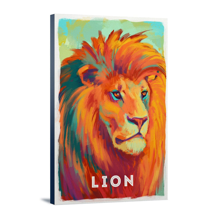 Lion, Vivid Series, Lantern Press Artwork, Stretched Canvas Canvas Lantern Press 12x18 Stretched Canvas 