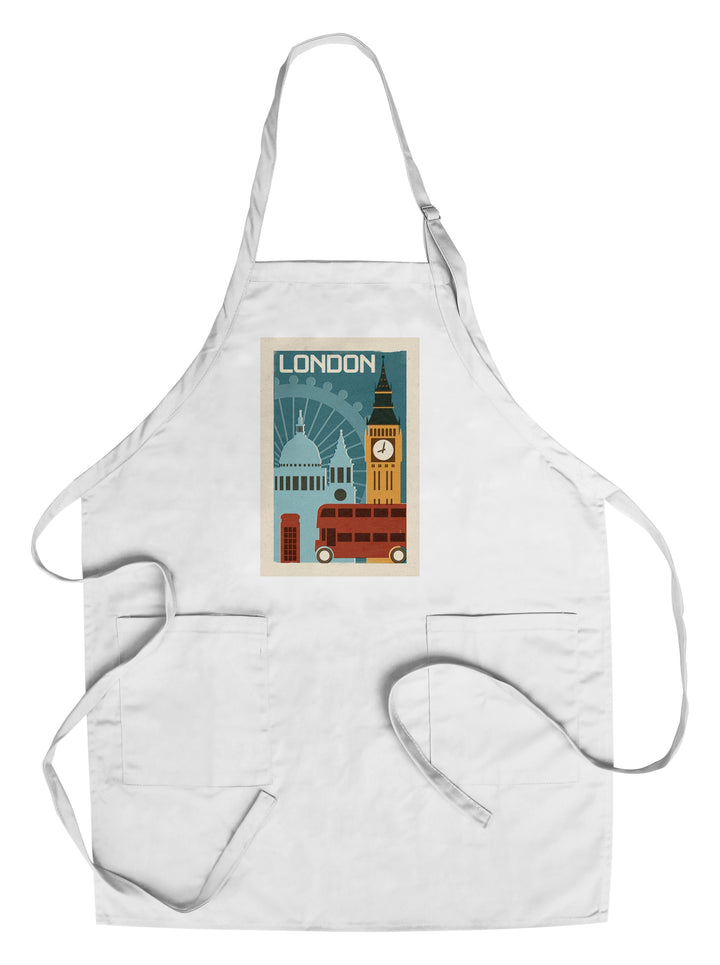 London, Woodblock, Lantern Press Artwork, Towels and Aprons Kitchen Lantern Press Chef's Apron 