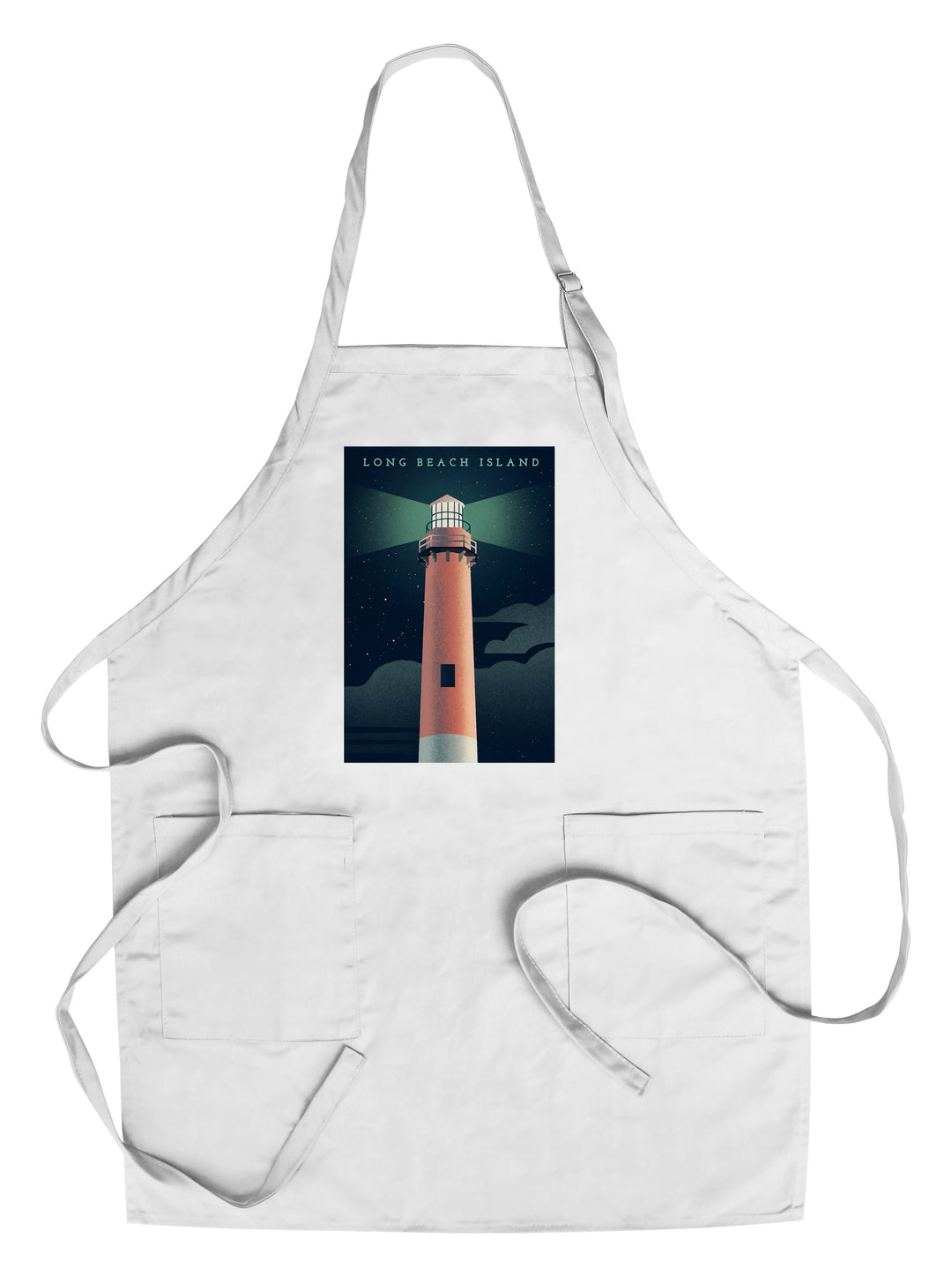 Long Beach Island, New Jersey, Beaming Lighthouse Collection, Lighthouse at Night, Towels and Aprons Kitchen Lantern Press Chef's Apron 