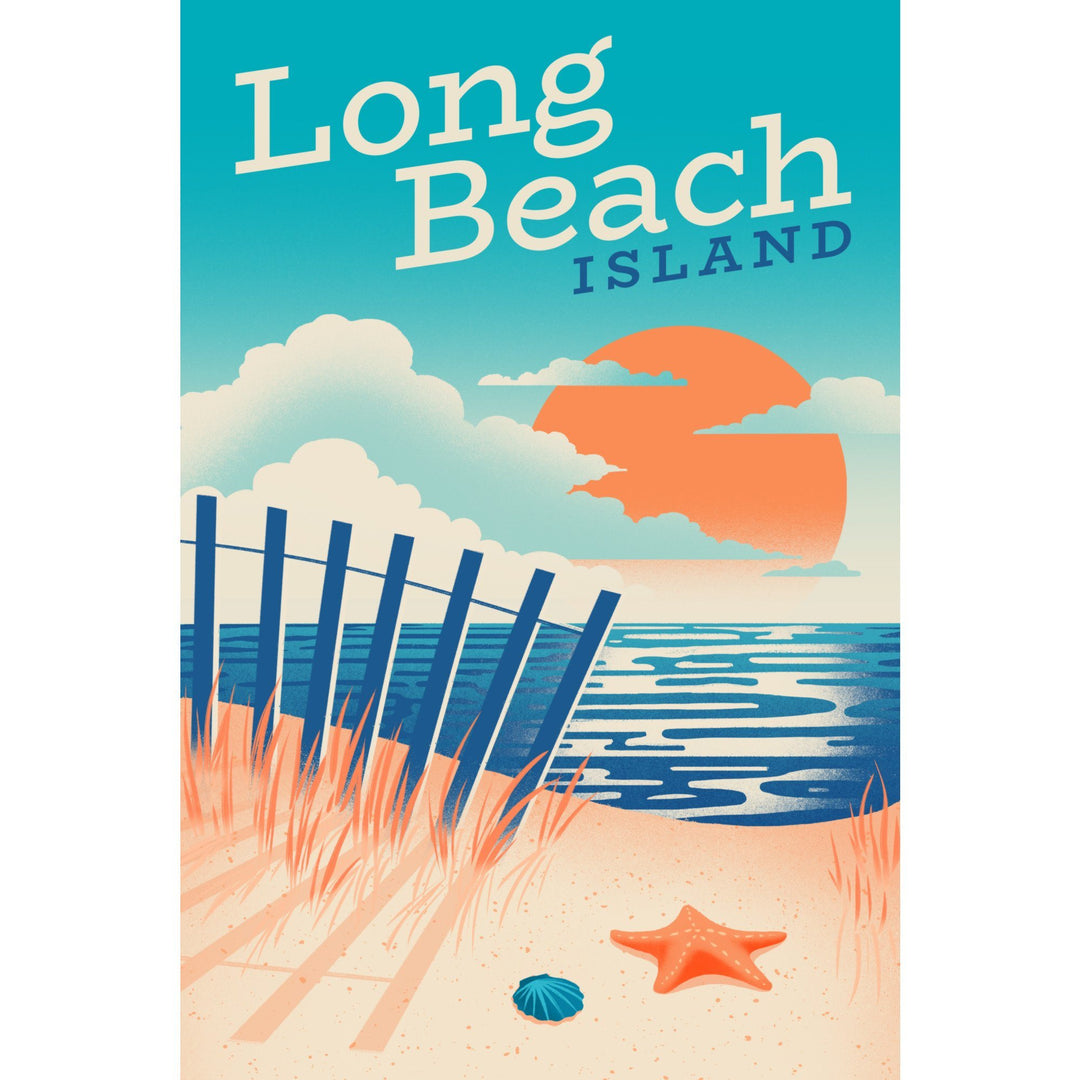 Long Beach Island, New Jersey, Sun-faded Shoreline Collection, Glowing Shore, Beach Scene, Stretched Canvas Canvas Lantern Press 
