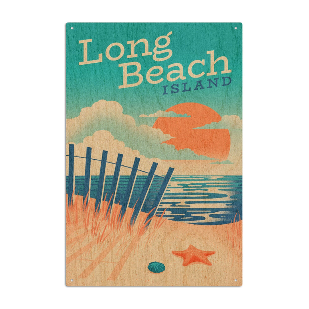 Long Beach Island, New Jersey, Sun-faded Shoreline Collection, Glowing Shore, Beach Scene, Wood Signs and Postcards - Lantern Press