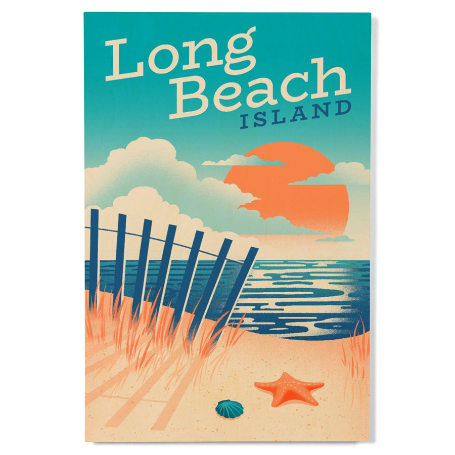 Long Beach Island, New Jersey, Sun-faded Shoreline Collection, Glowing Shore, Beach Scene, Wood Signs and Postcards Wood Lantern Press 