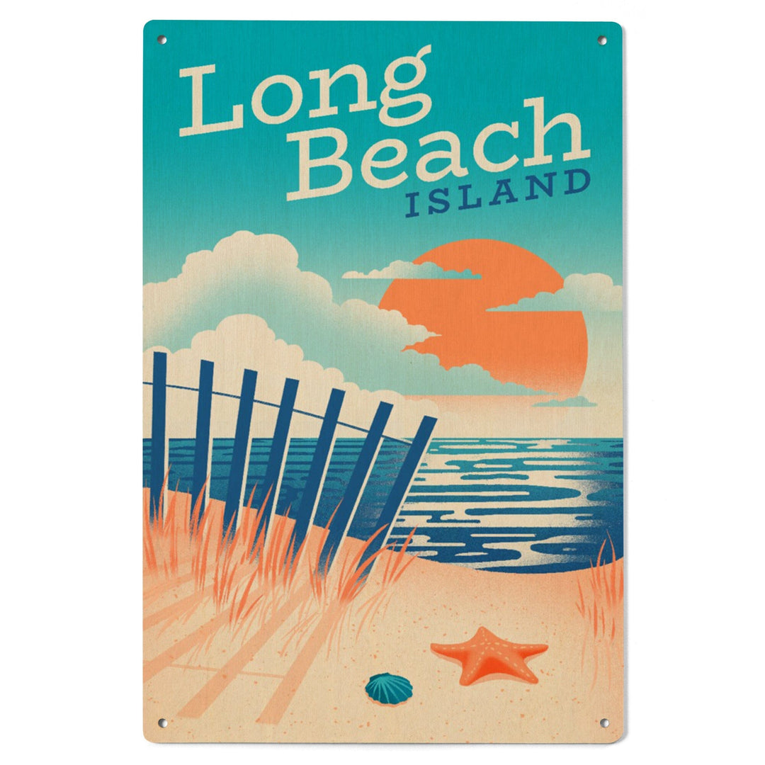 Long Beach Island, New Jersey, Sun-faded Shoreline Collection, Glowing Shore, Beach Scene, Wood Signs and Postcards - Lantern Press