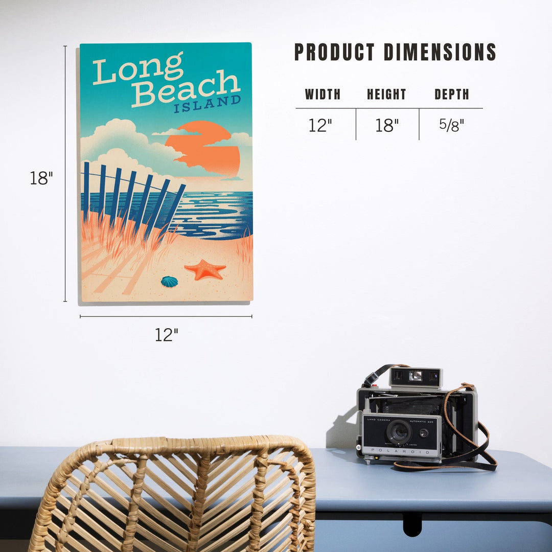 Long Beach Island, New Jersey, Sun-faded Shoreline Collection, Glowing Shore, Beach Scene, Wood Signs and Postcards - Lantern Press