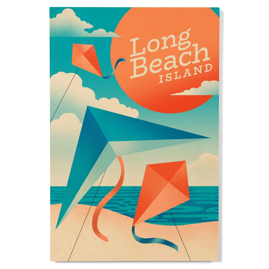 Long Beach Island, New Jersey, Sun-faded Shoreline Collection, Kites on Beach, Wood Signs and Postcards Wood Lantern Press 