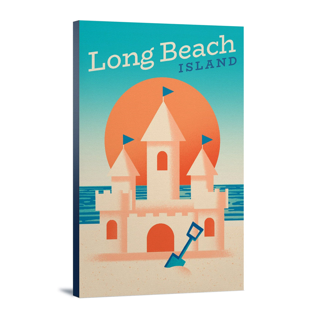 Long Beach Island, New Jersey, Sun-faded Shoreline Collection, Sand Castle on Beach, Stretched Canvas Canvas Lantern Press 12x18 Stretched Canvas 